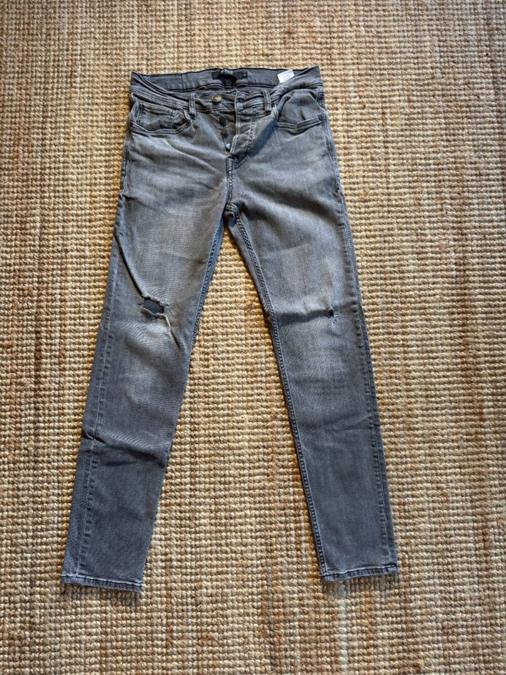 Hudson Los Angeles Distressed Button Fly Denim Jeans Washed Black Size 30